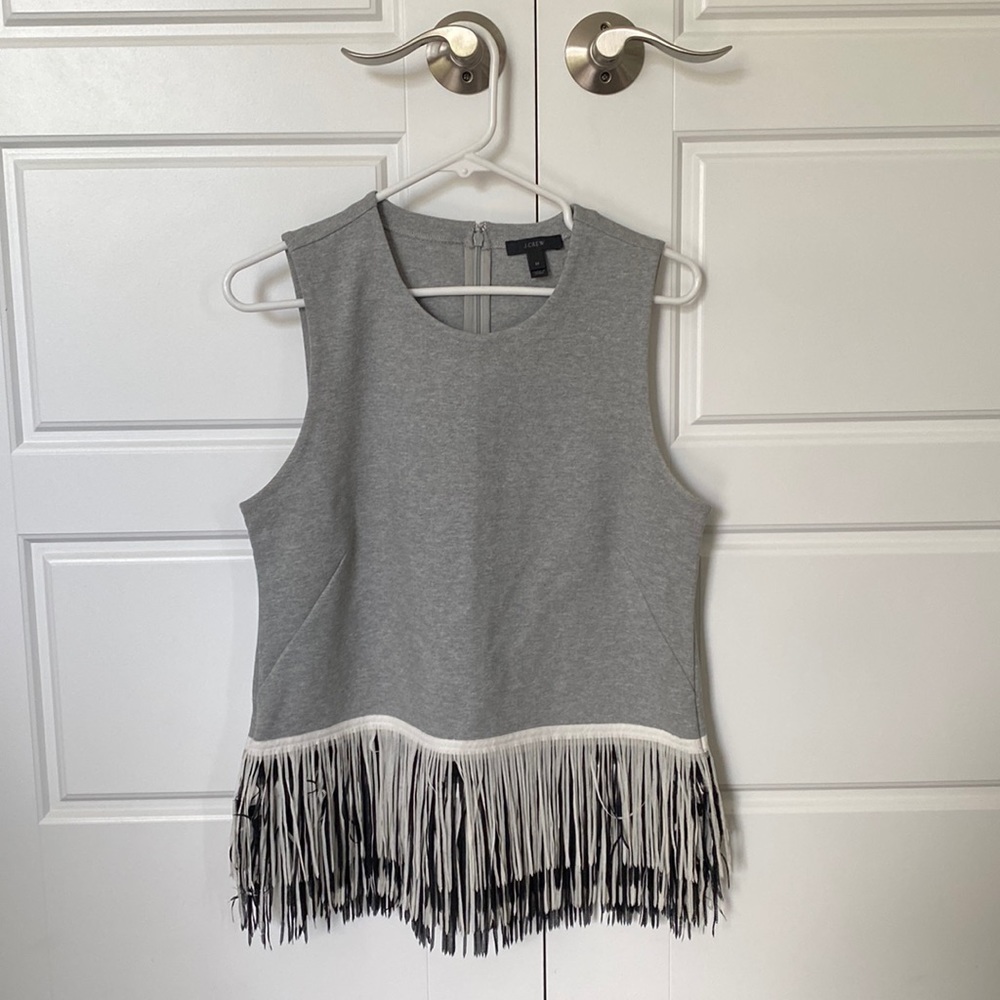 JCrew Knit Top with Fun Fringe Size M